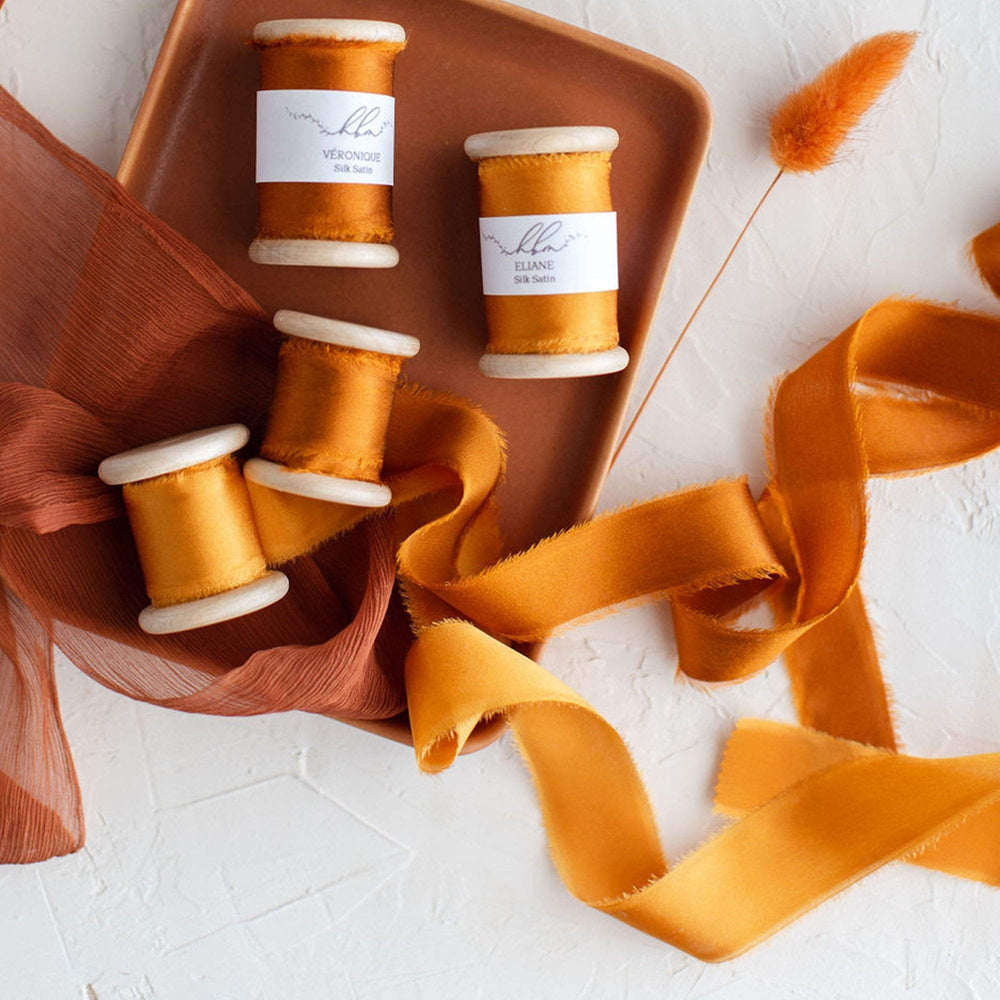 Veronique - Copper Silk Satin Ribbon