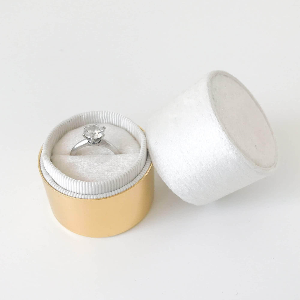 White and Gold Velvet Ring Box