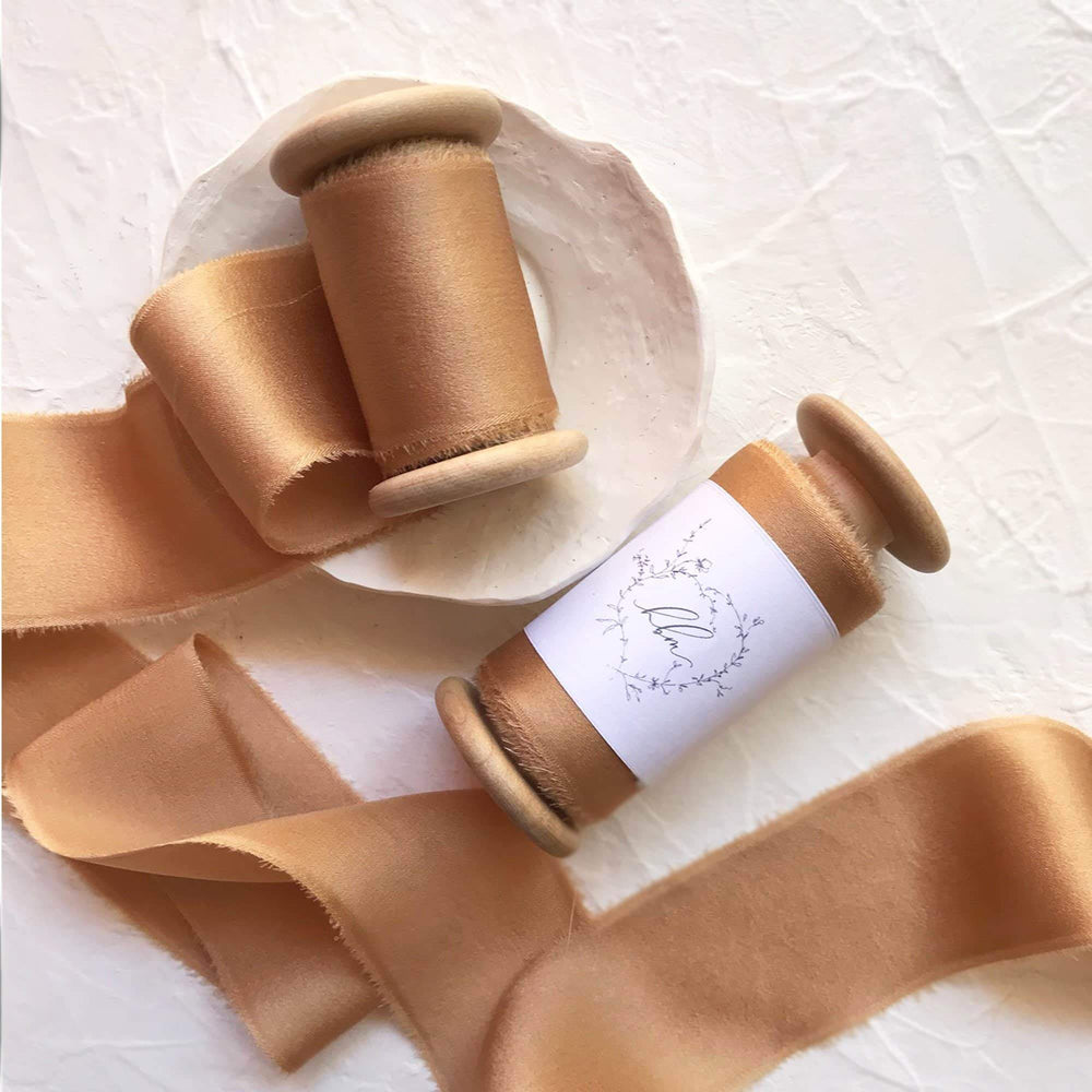 Adette Caramel Silk Satin Ribbon