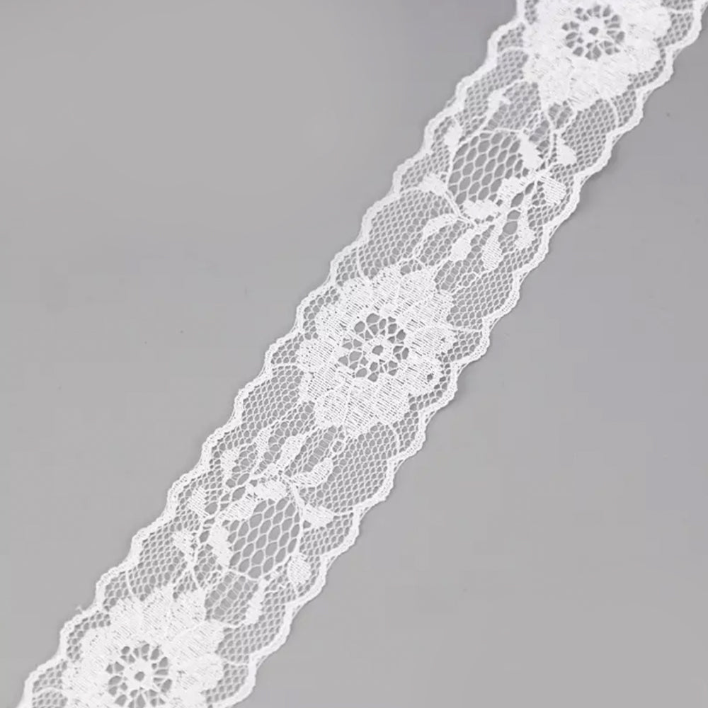 Flower Motif White Lace Ribbon