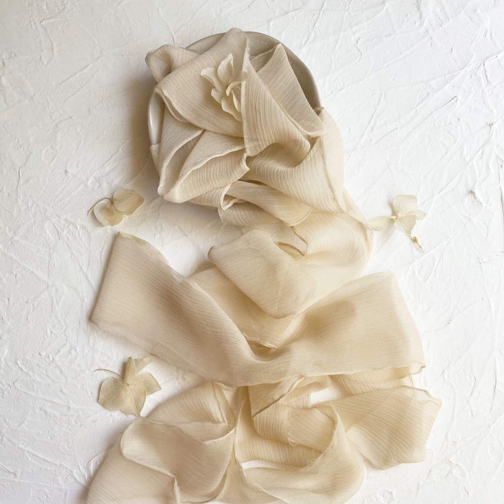 Bleached Wheat Crinkle Chiffon Ribbon | 3m - 6cm - Silk