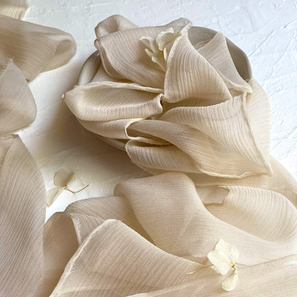Bleached Wheat Crinkle Chiffon Ribbon | 3m