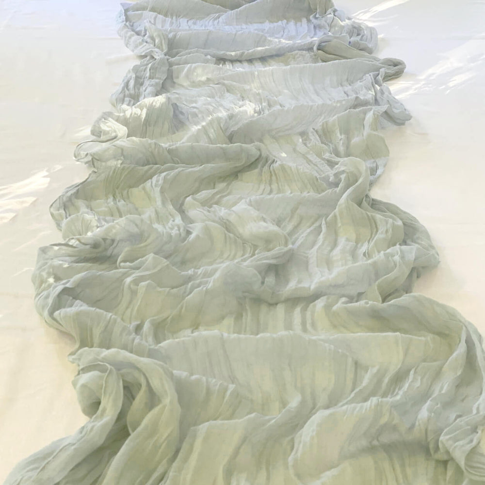 Dusky Blue Grey Cheesecloth Table Runner