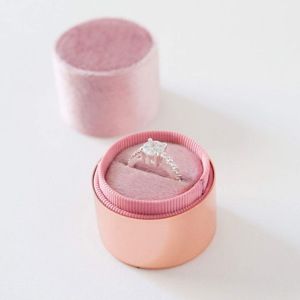 Blush and Rose Gold Velvet Ring Box