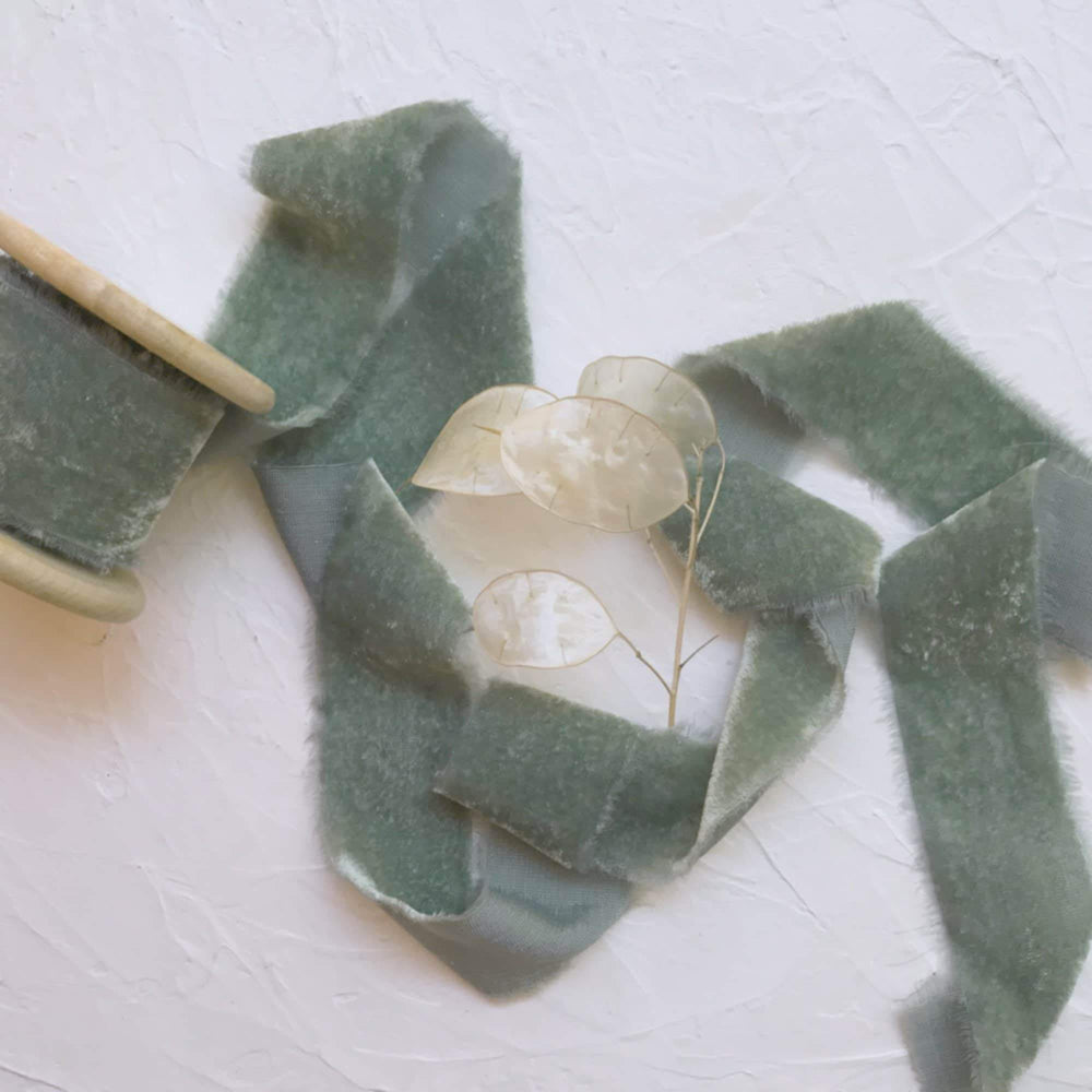 Sage Silk Velvet Ribbon