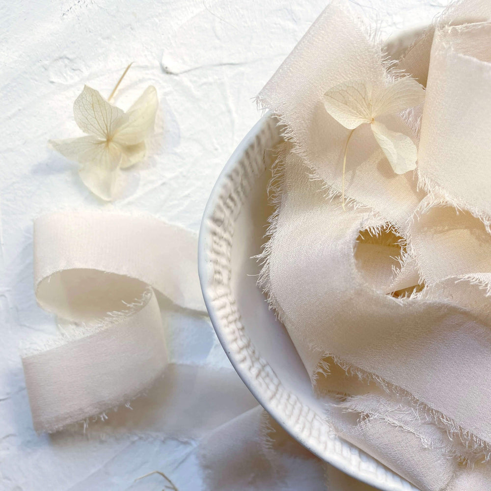 Antique Ivory Crepe Silk Ribbon