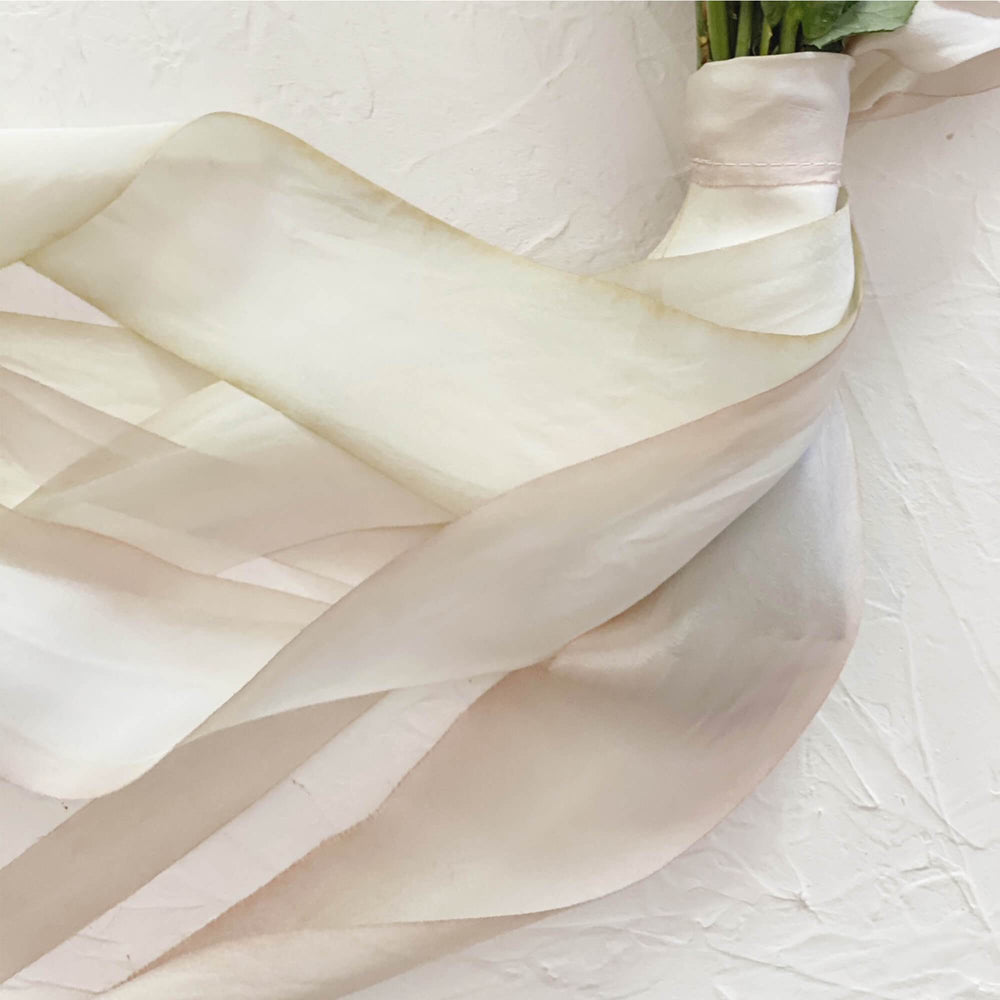 Cream & Ivory Silk Ribbon Bouquet Wrap