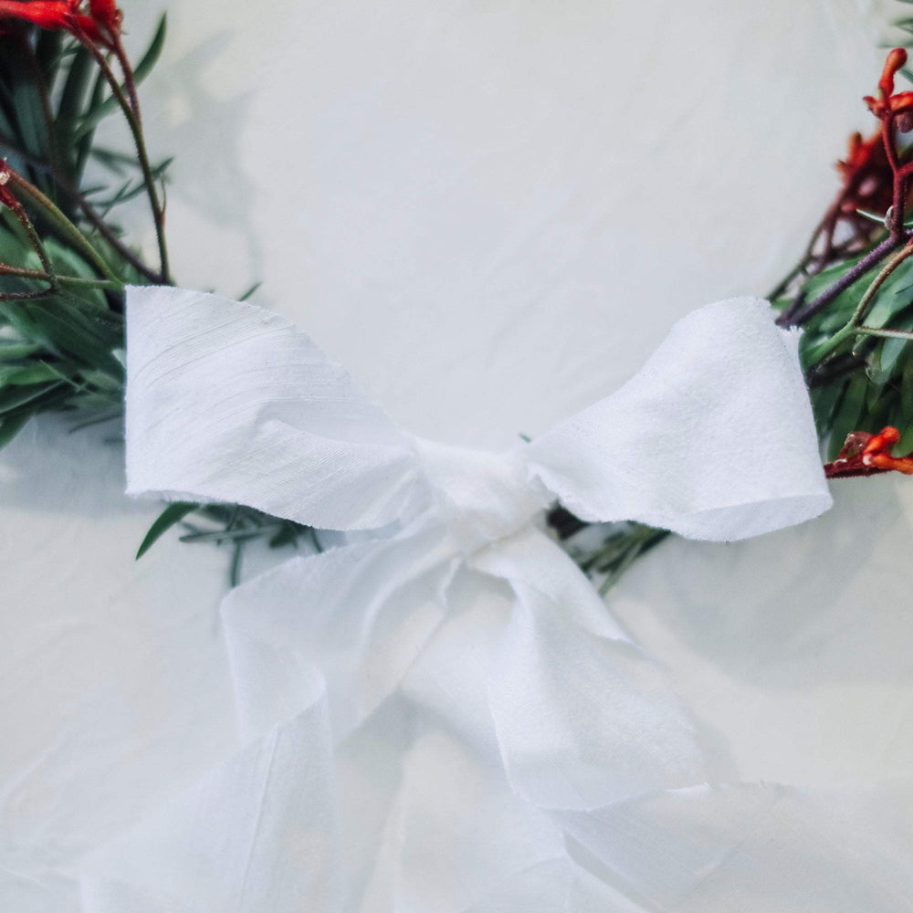 Snowy Dupion Silk Ribbon