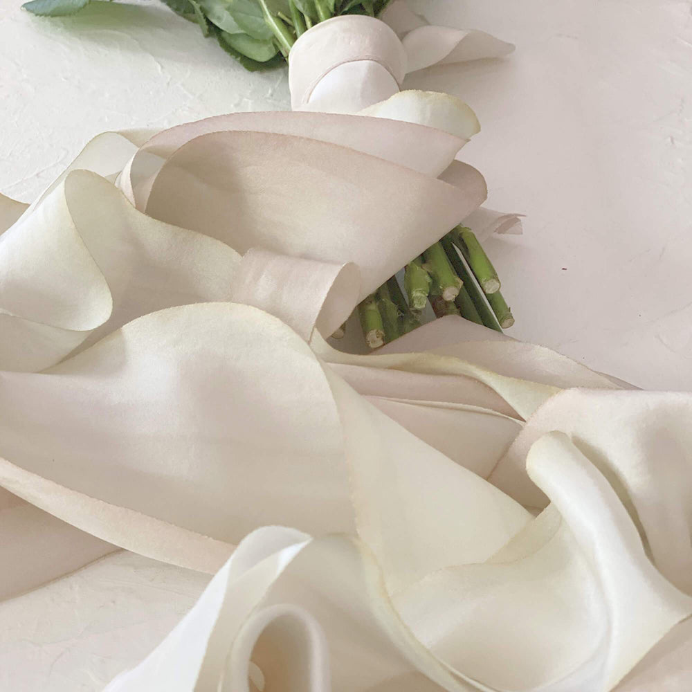 Cream & Ivory Silk Ribbon Bouquet Wrap