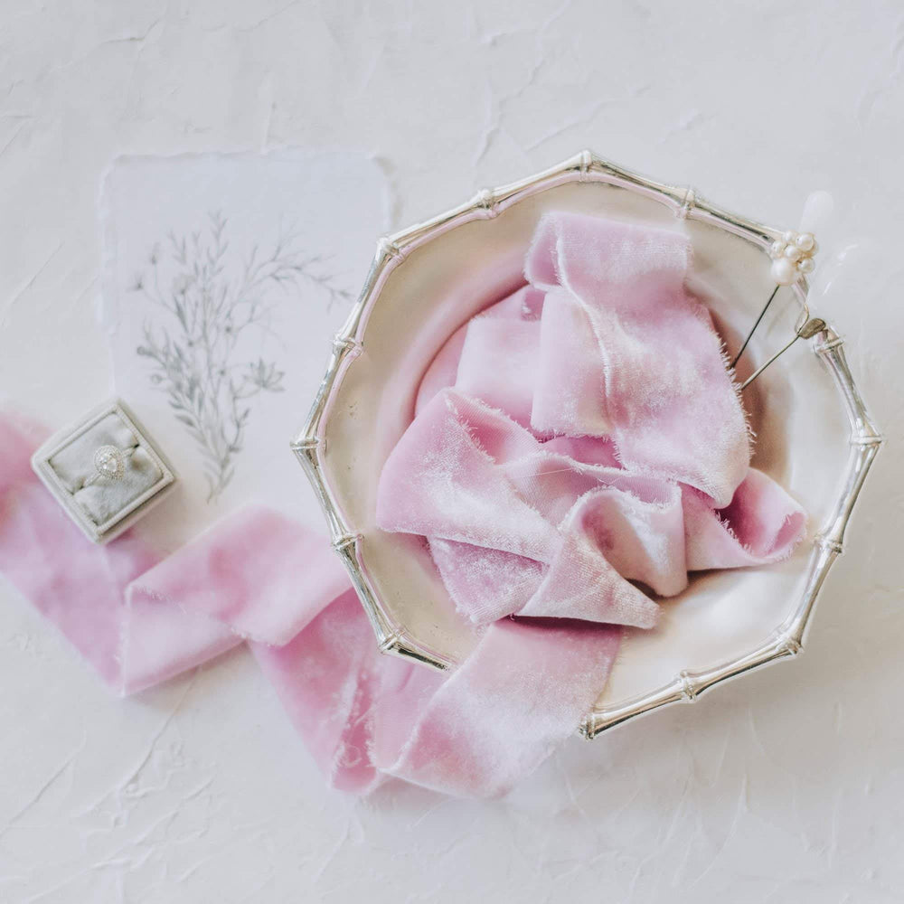 Amour Pink Silk Velvet Ribbon