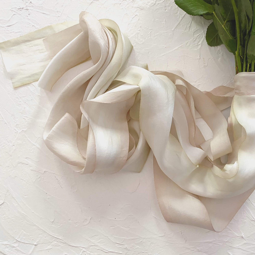 Cream & Ivory Silk Ribbon Bouquet Wrap