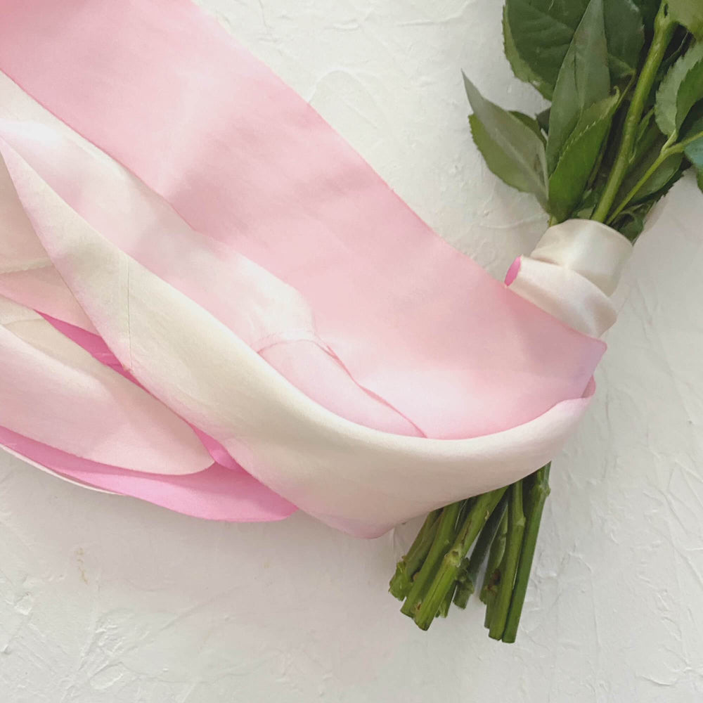 Peony Pink Silk Ribbon Bouquet Wrap