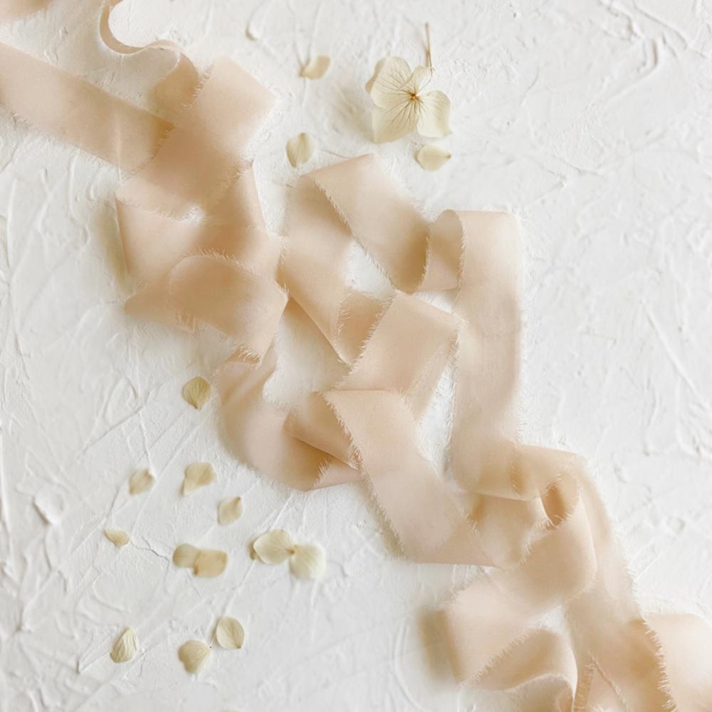 Tea Light Crepe Chiffon Ribbon|3m - 2.5cm - Silk Ribbon