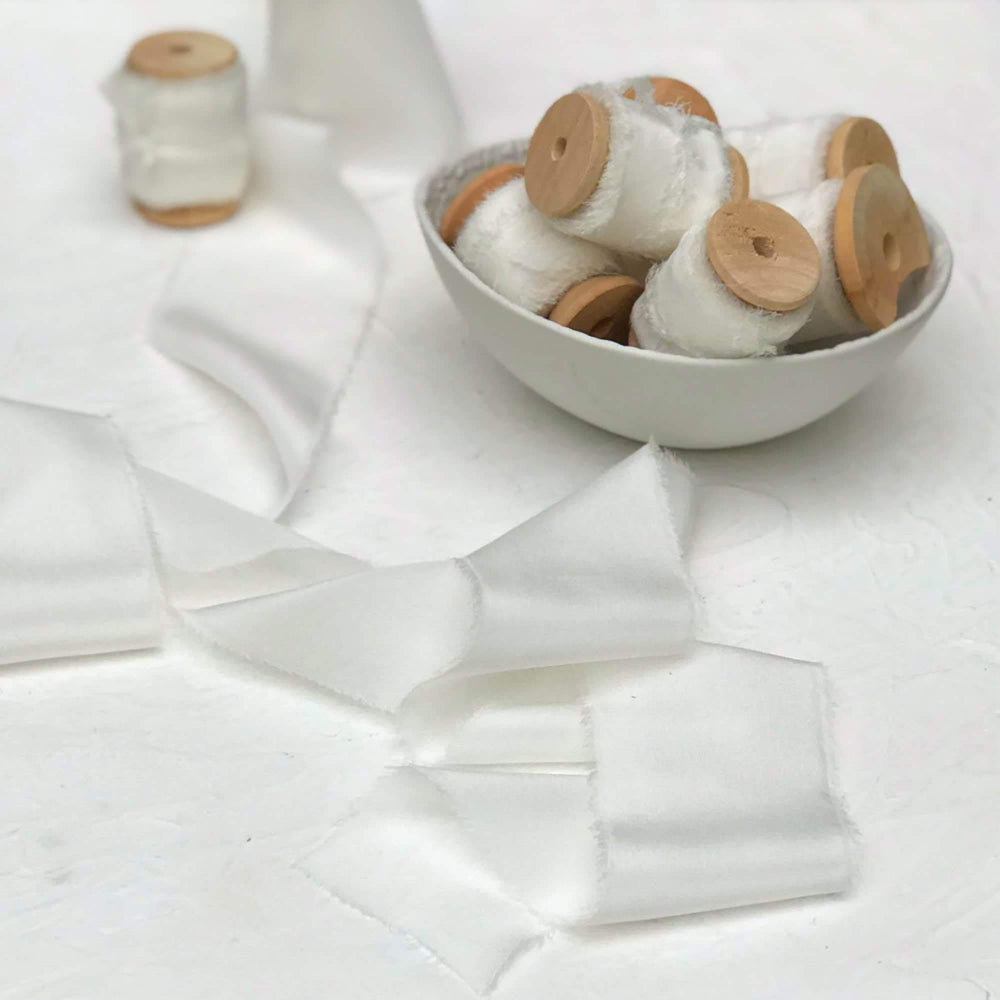 Blanc White Crepe Silk Ribbon |5m