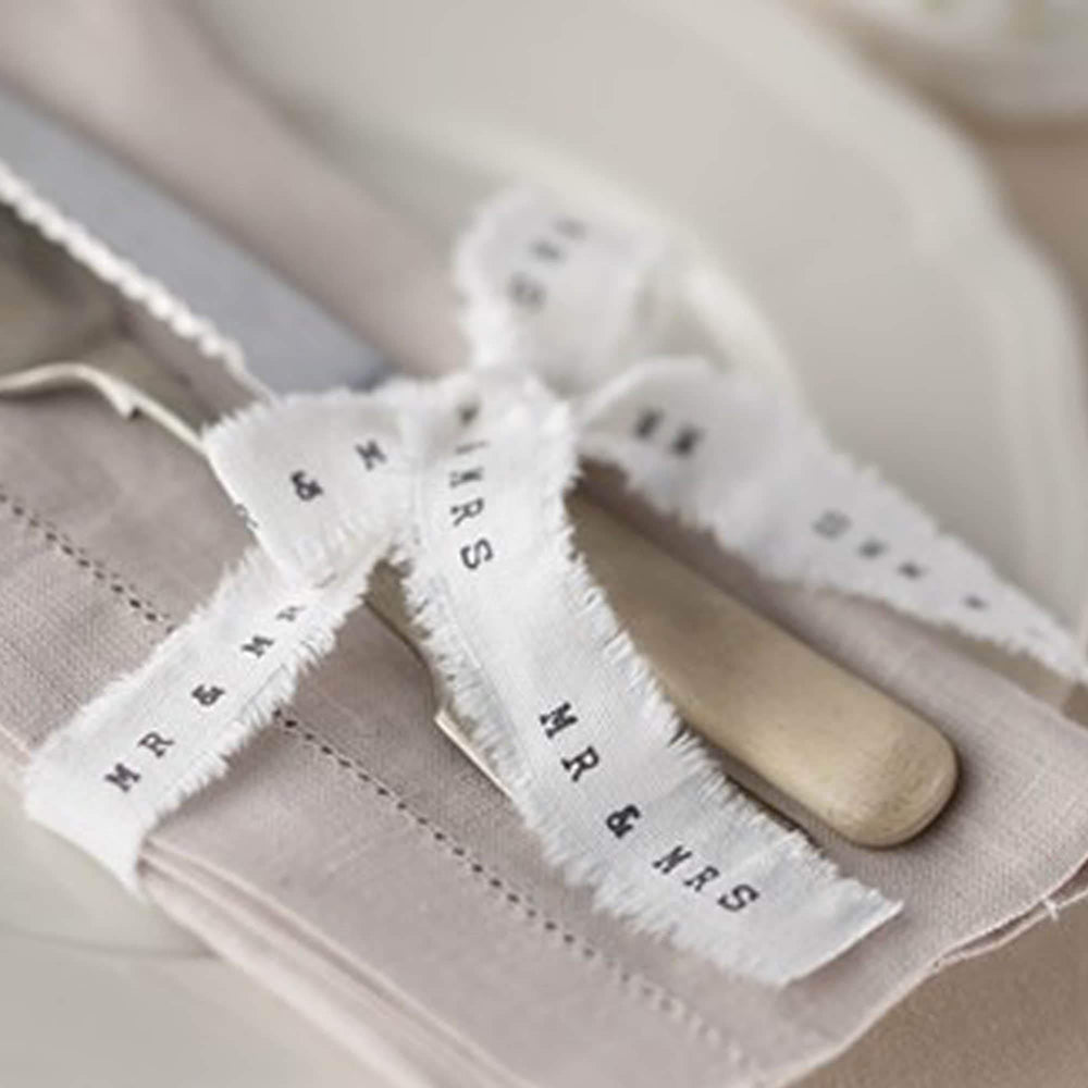 'Mr & Mrs' Rustic Printed Ribbon