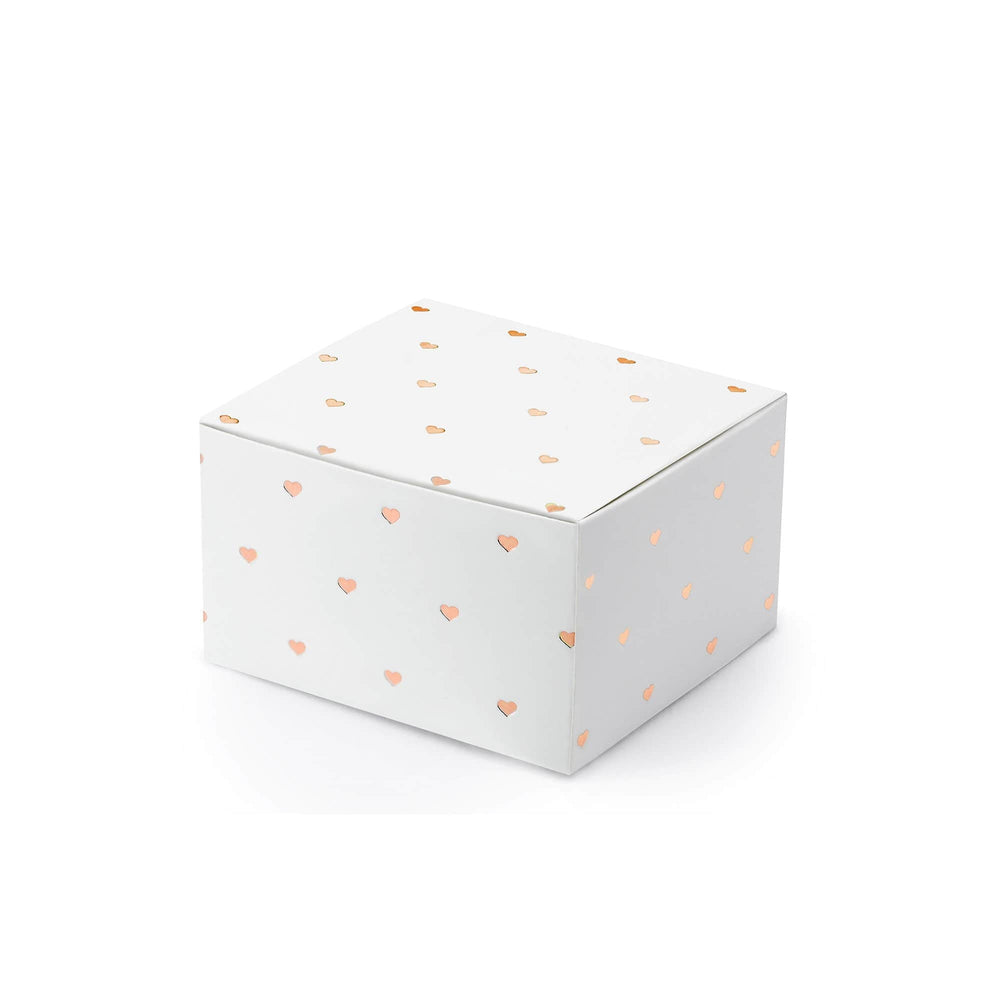 Rose Gold Hearts Favour Box | 10Pk
