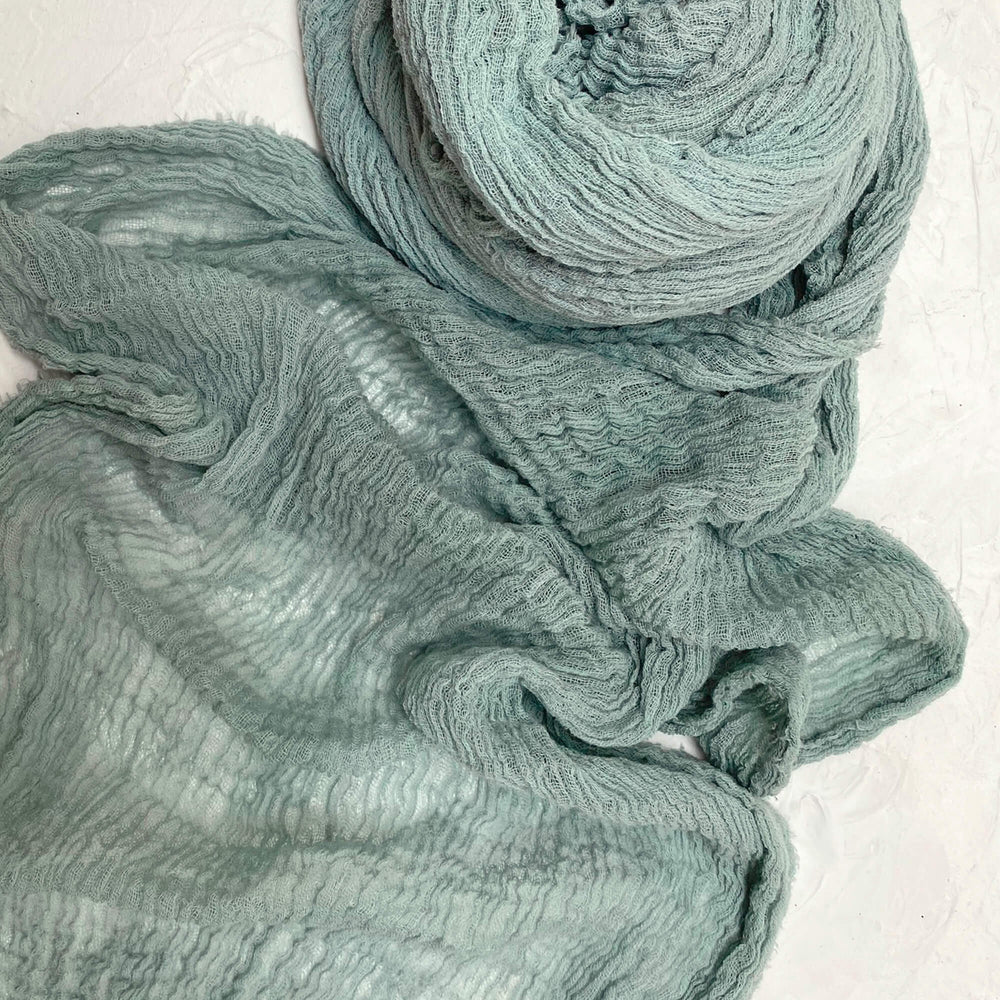 Grey Green Cheesecloth Runner | 3.5m