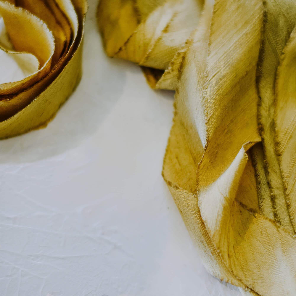 Antique Gold Dupion Silk Ribbon