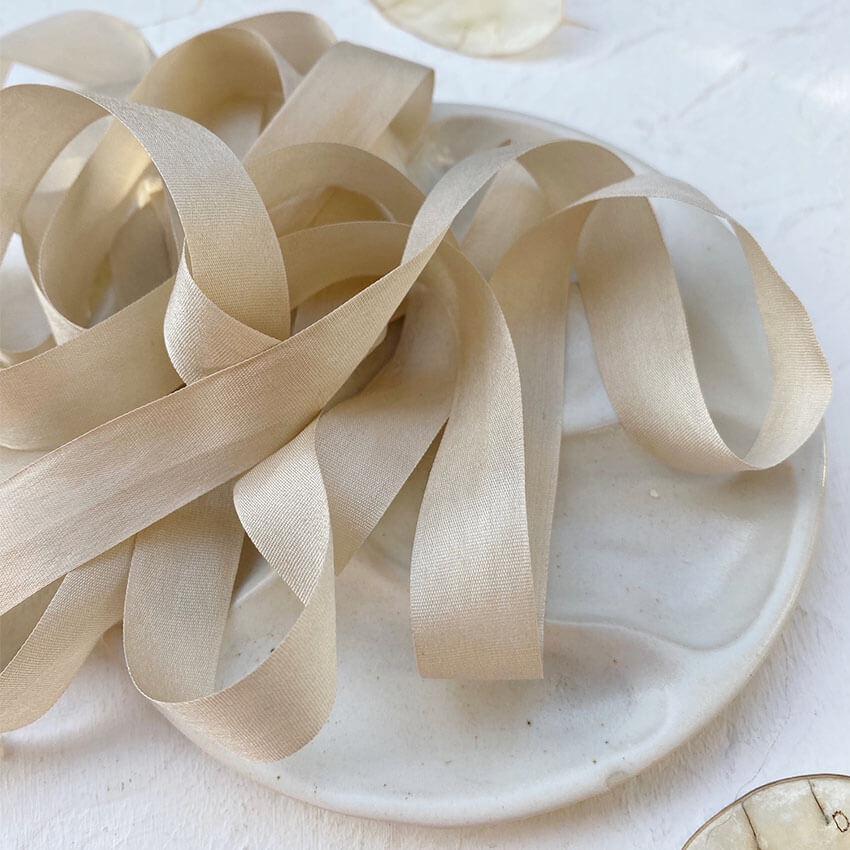 Taupe Neat Edge Silk Ribbon | 2.5m - 13mm