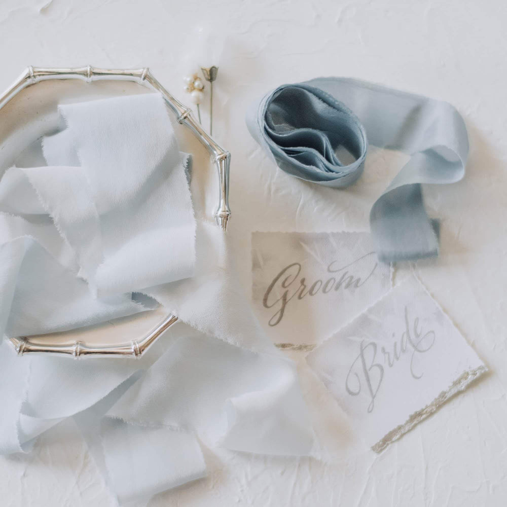 Palest Sky Ombre Crepe Silk Ribbon