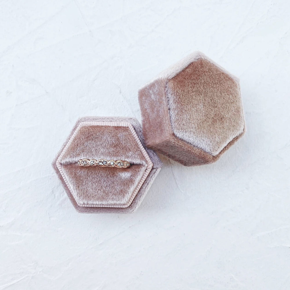 Dogwood Rose Hexagonal Velvet Ring Boxes • Holder • Wedding decor