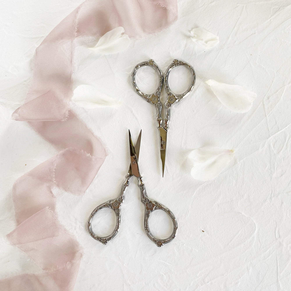 Tudor Rose Silver Embroidery Scissors by Kelmscott