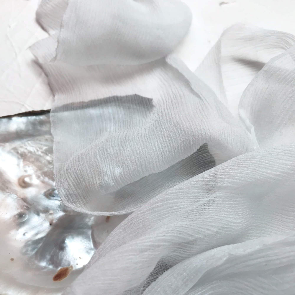 Silver Linings Crinkle Chiffon Ribbon|3m - 4cm - Silk Ribbon