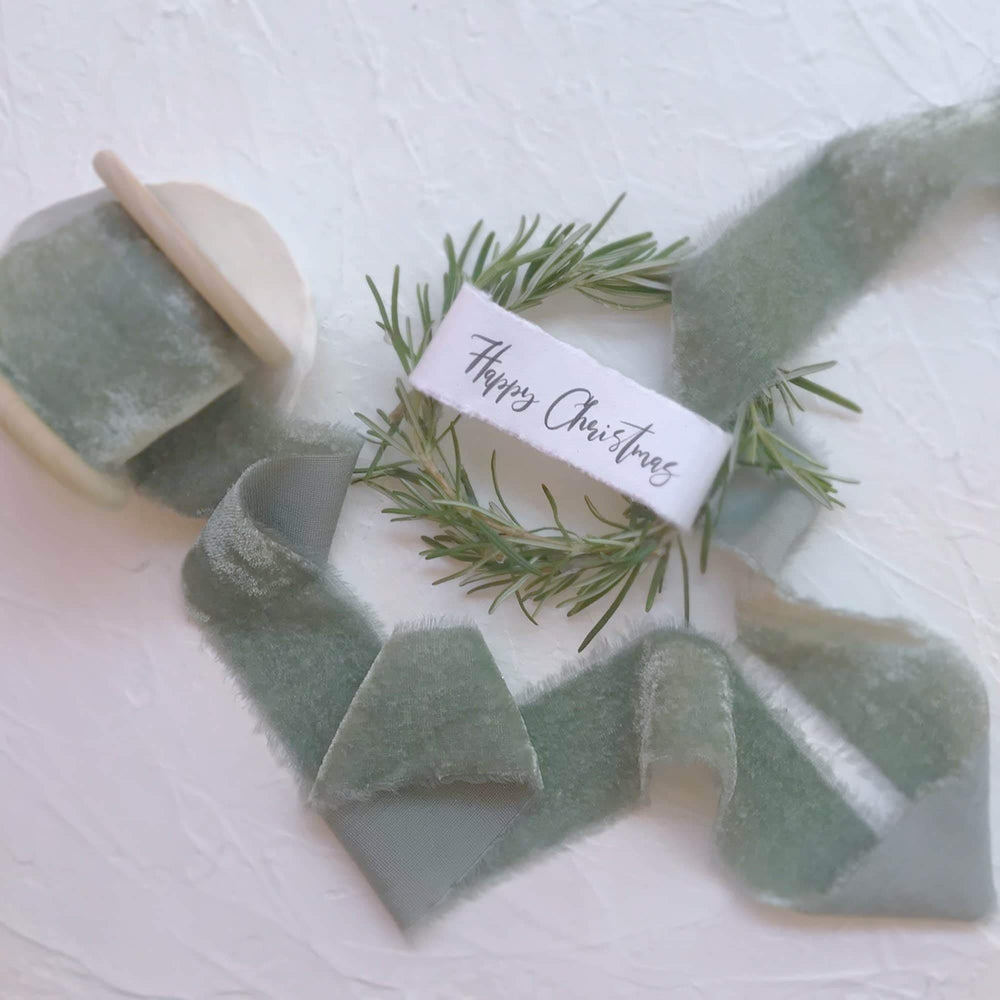 Sage Silk Velvet Ribbon