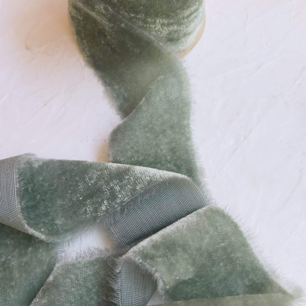 Sage Silk Velvet Ribbon