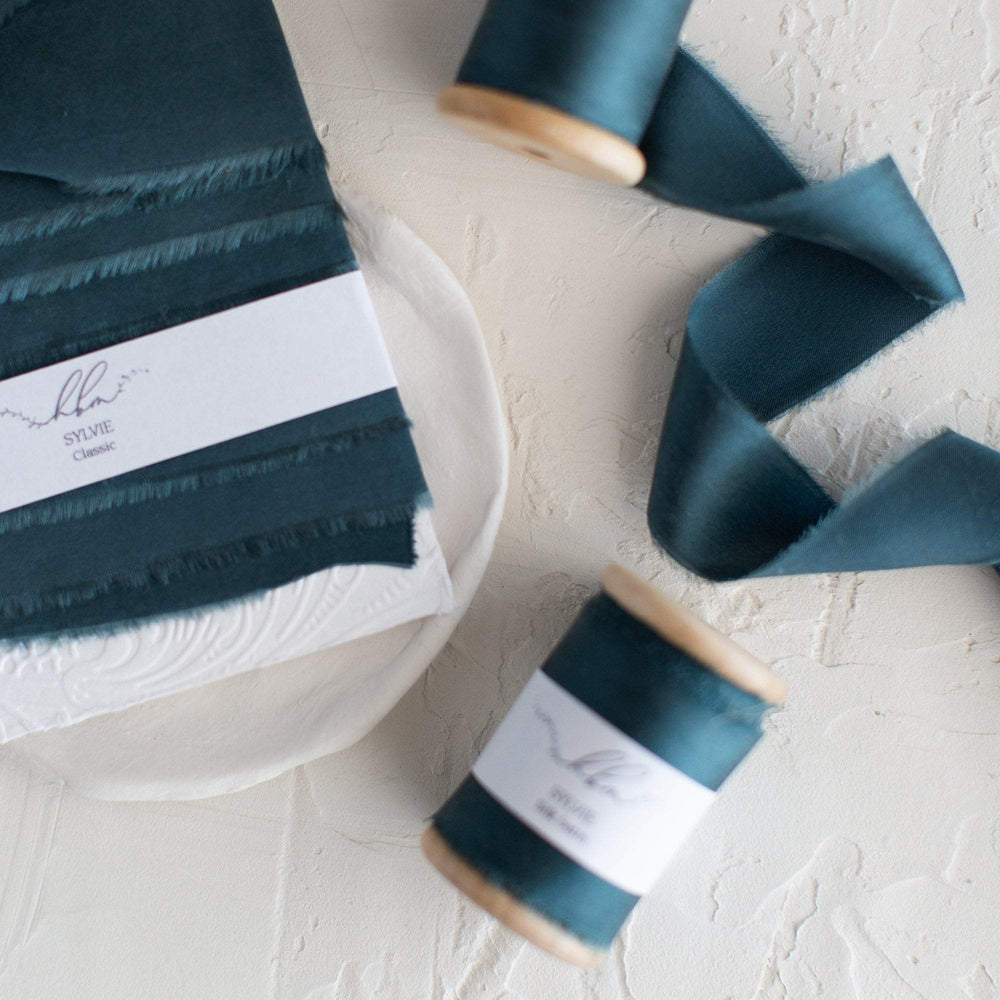 Sylvie - Peacock Green Silk Satin Ribbon