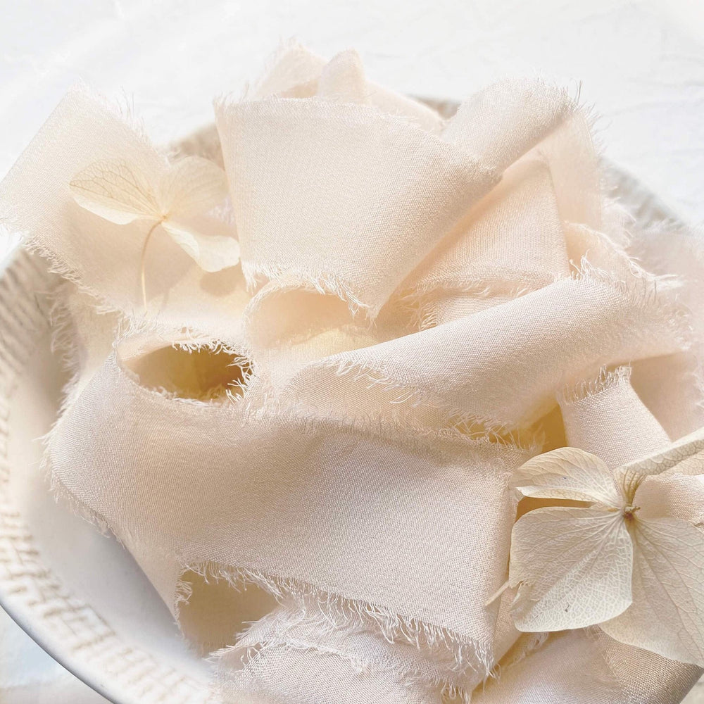 Antique Ivory Crepe Silk Ribbon