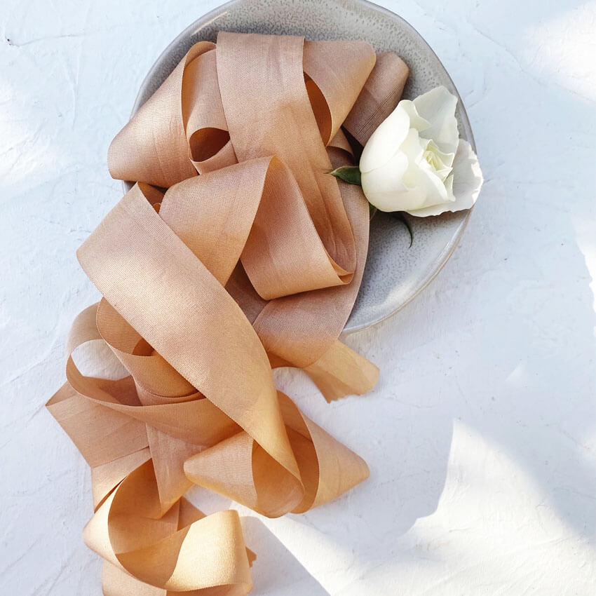 Terracotta Neat Edge Silk Ribbon | 2.5m