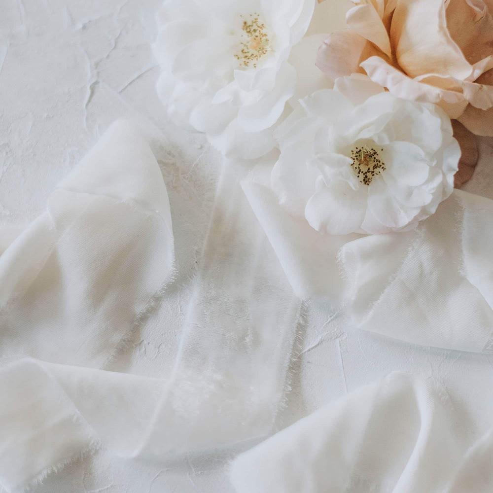 Powder White Silk Velvet Ribbon