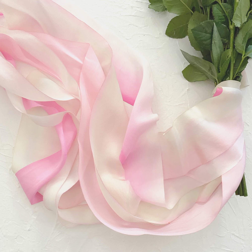 Peony Pink Silk Ribbon Bouquet Wrap