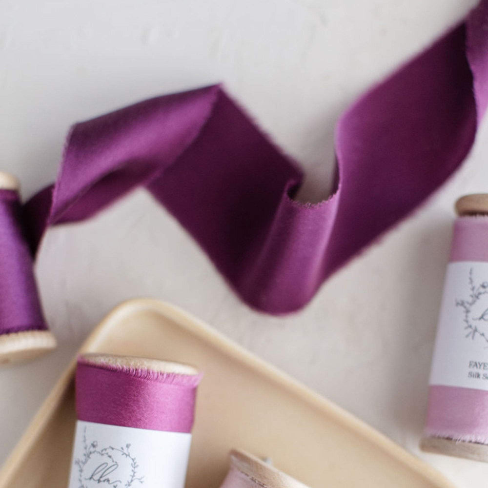 Anais - Plum Silk Satin Ribbon