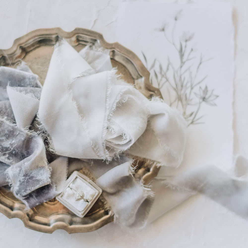 Pewter Velvet Ribbon