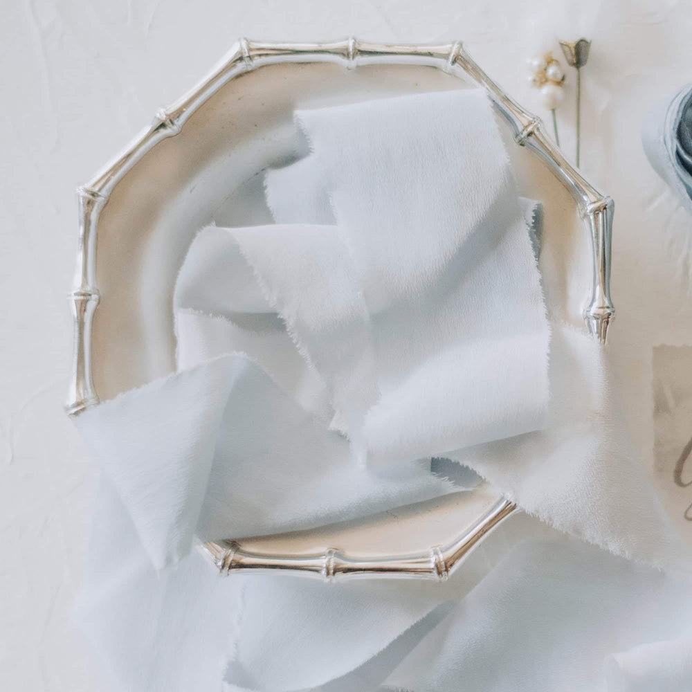 Palest Sky Ombre Crepe Silk Ribbon