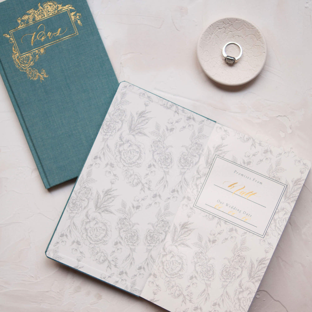 Linen Vow Books - Blue and Olive • Wedding Stationery • decor