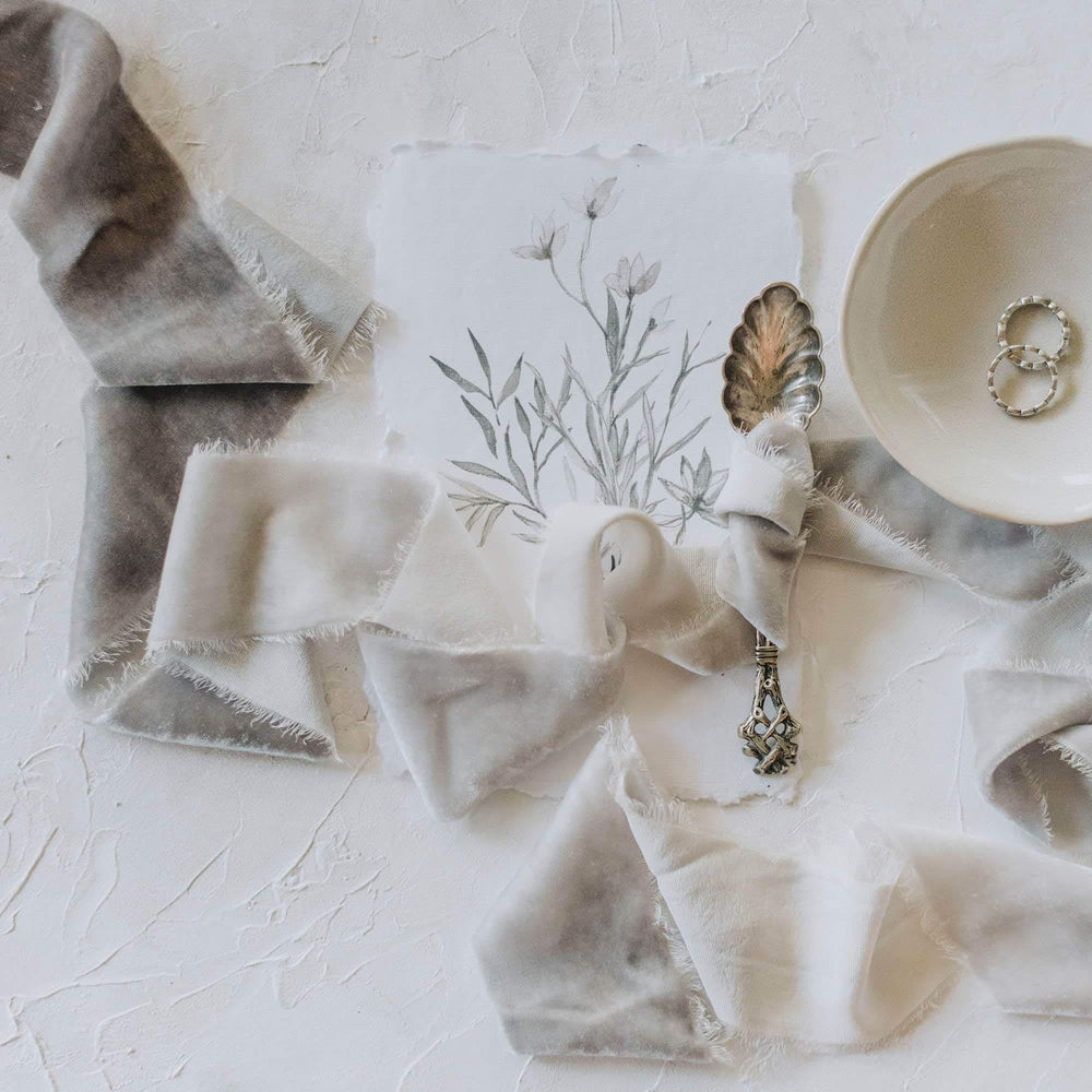 Ombre Grey Velvet Ribbon