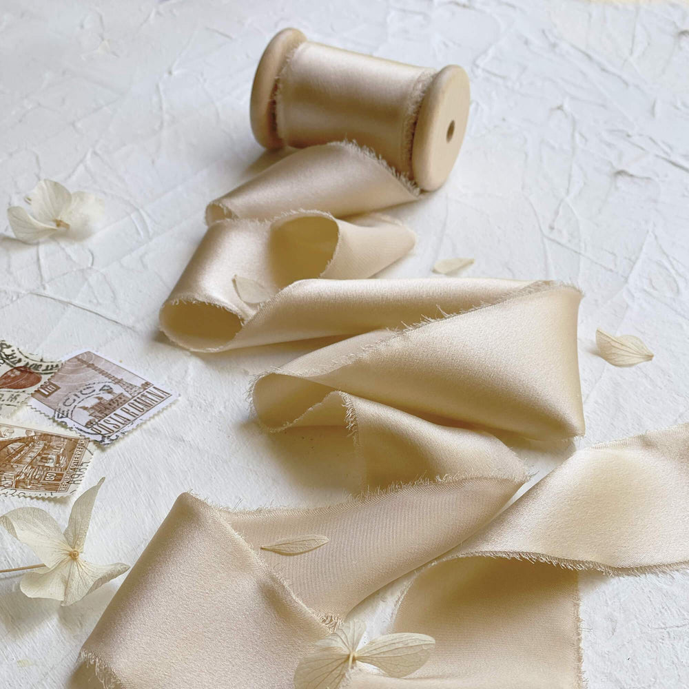Bleached Wheat Silk Satin Ribbon | 3m