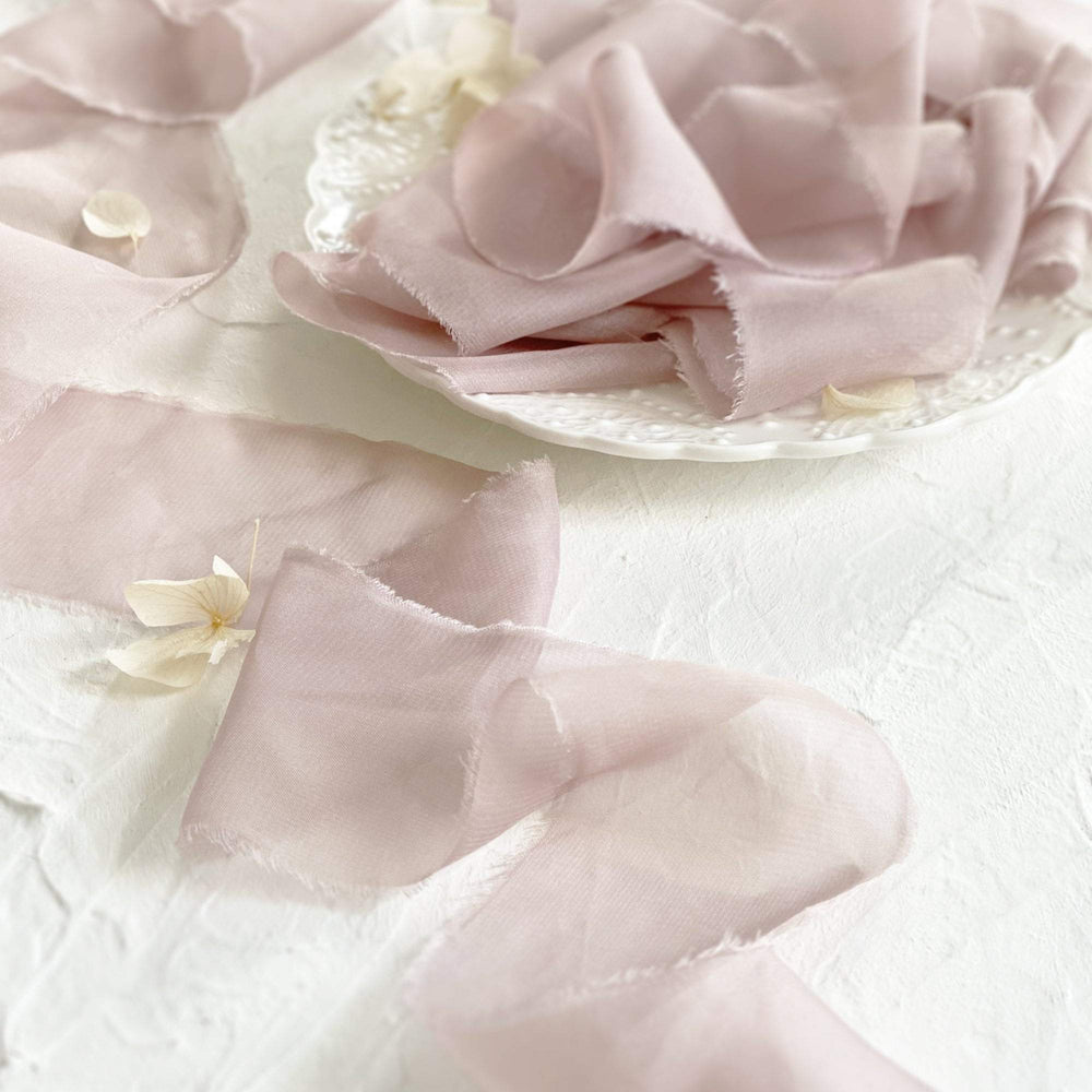 Smoky Rose Silk Chiffon Ribbon