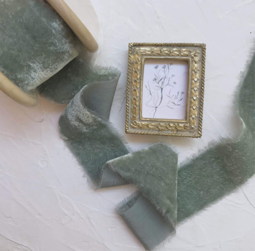 Sage Silk Velvet Ribbon